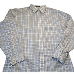 Stafford Essentials Dress Shirt Men's L Plaid Longsleeve Button Down